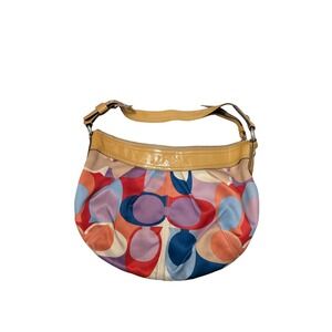 COACH Signature Scarf Tan/Multicolor Handbag F13796